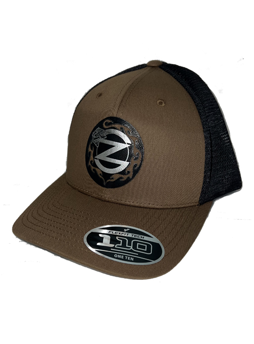 MENS BROWN & BLACK FLEX – FIT/Adjustable – Zona\'s Fishing Awesome Mark LOGO Zona Hat Show